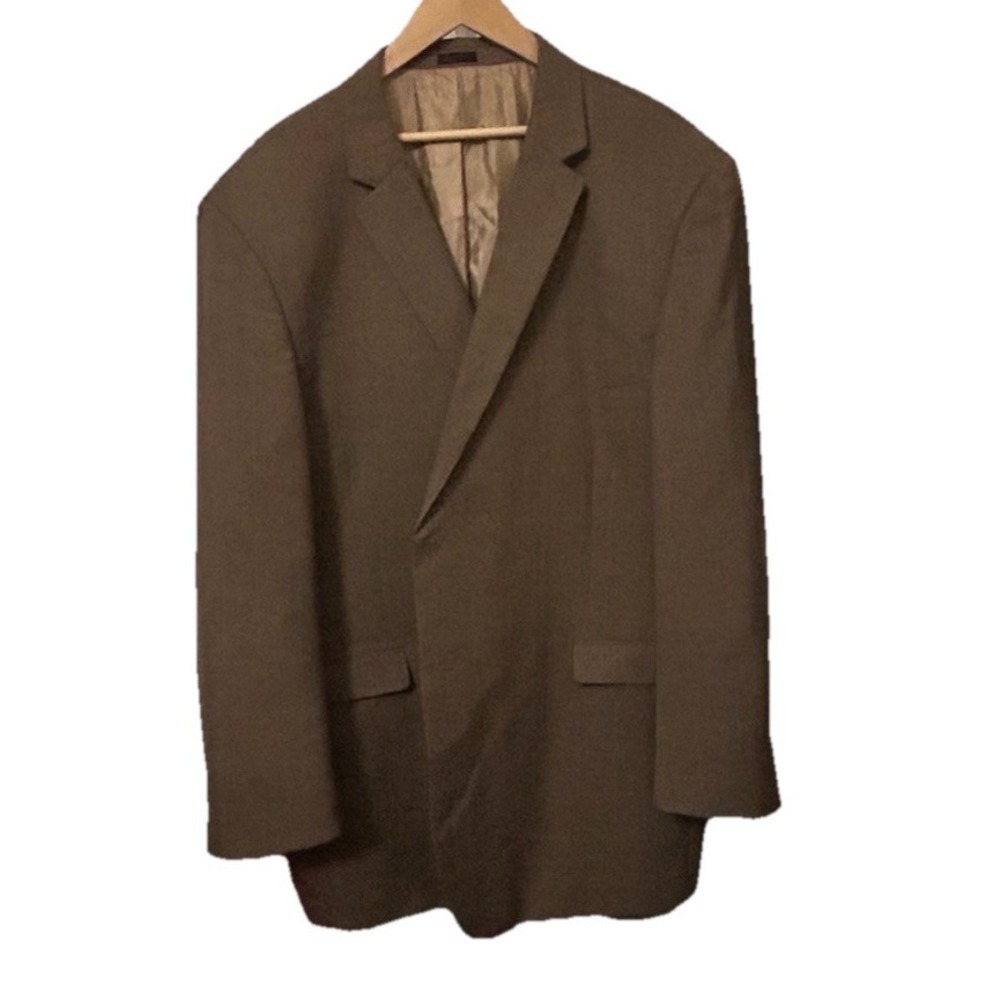 Stacy Adams Blazer Men's 52L Gold Plaid 3 Button 4 Button Sleeve Polyester Rayon